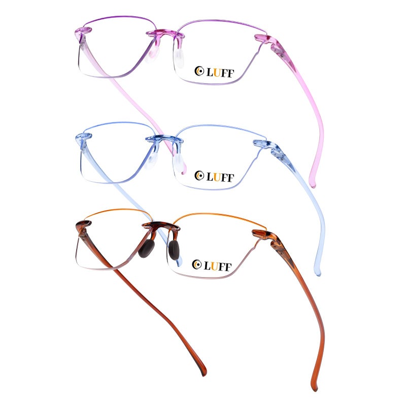 LUFF Reading Glasses for Women 1.5-3 Pack Blue Light Blocking Cat Eye Rimless Readers with HD Lenses & Anti-Slip Nose Pads, Lightweight Computer Glasses for Digital Eye Strain - Image 1