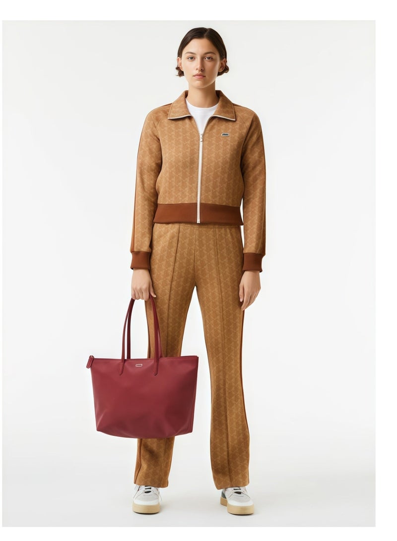 لاكوست حقيبة لاكوست النسائية L12.12 مفهوم الموضة متعددة الاستخدامات بسعة كبيرة حجم كبير حقيبة يد وحقيبة كتف حقيبة توت بحجم كبير لون خمري 45 سم * 30 سم * 12 سم - Image 2