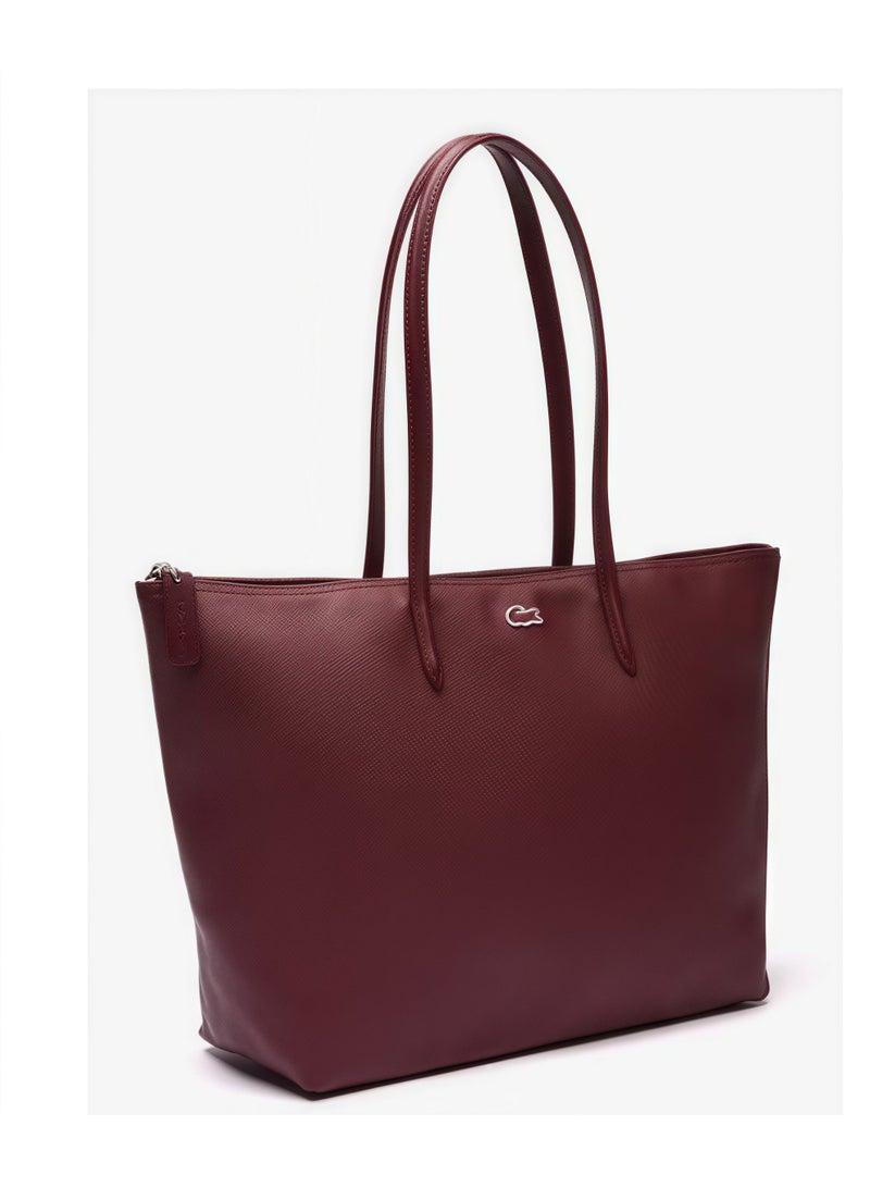 لاكوست حقيبة لاكوست النسائية L12.12 مفهوم الموضة متعددة الاستخدامات بسعة كبيرة حجم كبير حقيبة يد وحقيبة كتف حقيبة توت بحجم كبير لون خمري 45 سم * 30 سم * 12 سم - Image 4