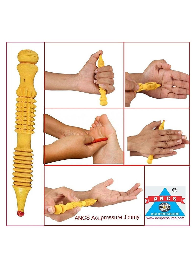 ANCS Wooden Roller For Foot Acupressure Manual Magnetic Stress Mat Combo Kit - Image 3