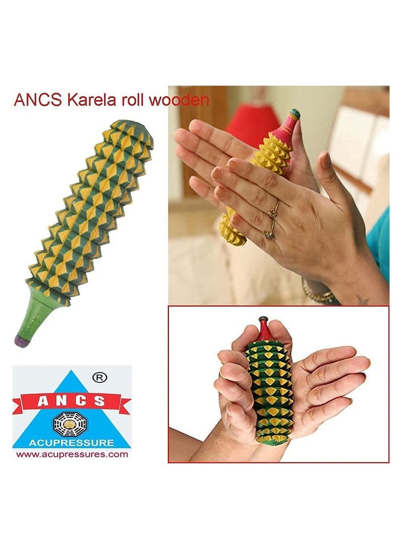 ANCS Wooden Roller For Foot Acupressure Manual Magnetic Stress Mat Combo Kit - Image 2