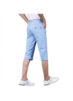 Casual Shorts Men Elastic Four Seasons Classic 7-pants Multi-color Straight Cylinder Design Suitable Young Men 986 sky blue 7 points