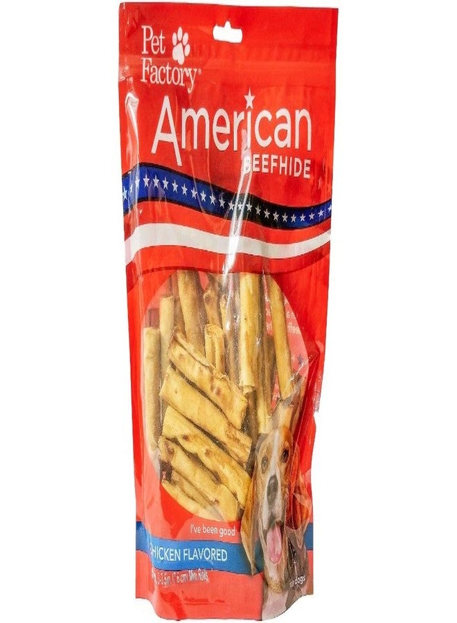 Pet Factory American Beefhide 3" Mini Rolls Dog Chew Treats - Chicken Flavor, 40 Count/1 Pack - Image 1