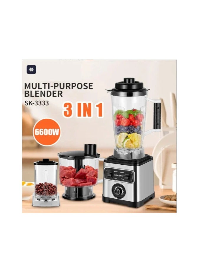 sokany Sokany Blender 6600 Watts 3-in-1 Stainless Steel 3 Liters SK-3333 