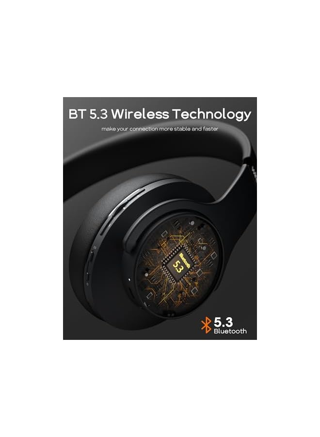 erorex سماعات رأس بلوتوث فوق الأذن، وقت تشغيل يصل إلى 52 ساعة، سماعات رأس لاسلكية، 3 أوضاع مكافئة، سماعات رأس ستيريو عالية الدقة قابلة للطي، سماعات أذن Soft Memory Protein، ميكروفون مدمج ووضع سلكي للهاتف والكمبيوتر الشخصي - Image 2