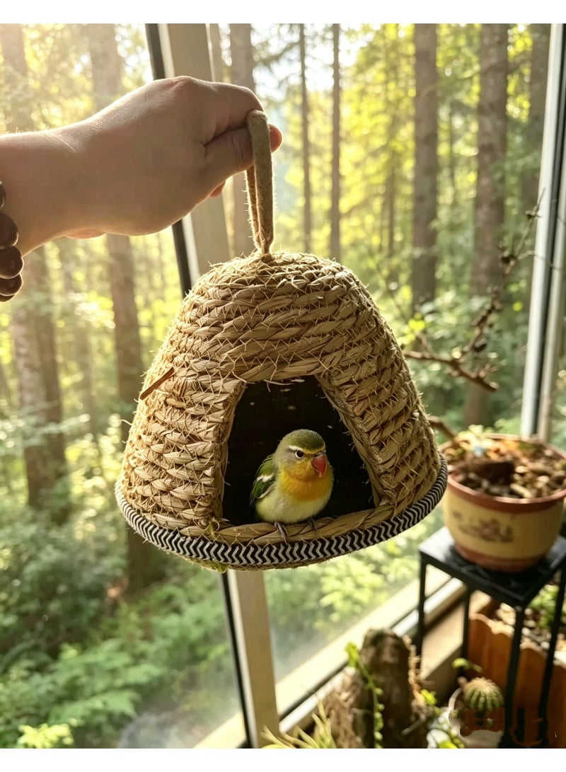 HUANXIN HOME Hummingbird House - Hand Woven Hanging Nest, Natural Fiber Bird Shelter with Warm Interior, Lightweight Outdoor Bird Nest, Small Medium Large Birds Habitat for Garden Viewing and Nesting - Image 5