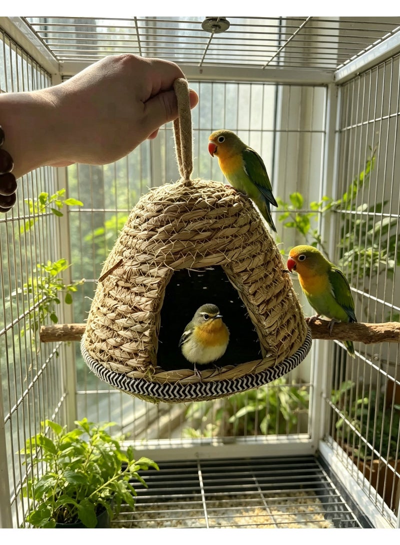 HUANXIN HOME Hummingbird House - Hand Woven Hanging Nest, Natural Fiber Bird Shelter with Warm Interior, Lightweight Outdoor Bird Nest, Small Medium Large Birds Habitat for Garden Viewing and Nesting - Image 4