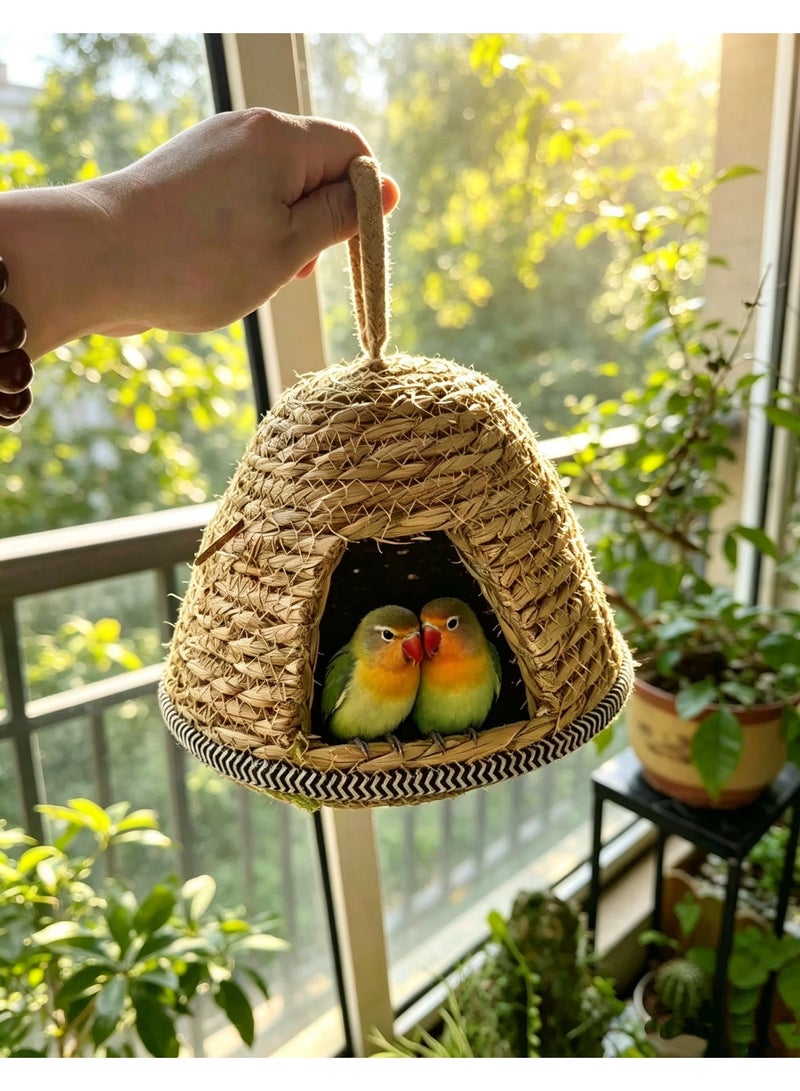 HUANXIN HOME Hummingbird House - Hand Woven Hanging Nest, Natural Fiber Bird Shelter with Warm Interior, Lightweight Outdoor Bird Nest, Small Medium Large Birds Habitat for Garden Viewing and Nesting - Image 2