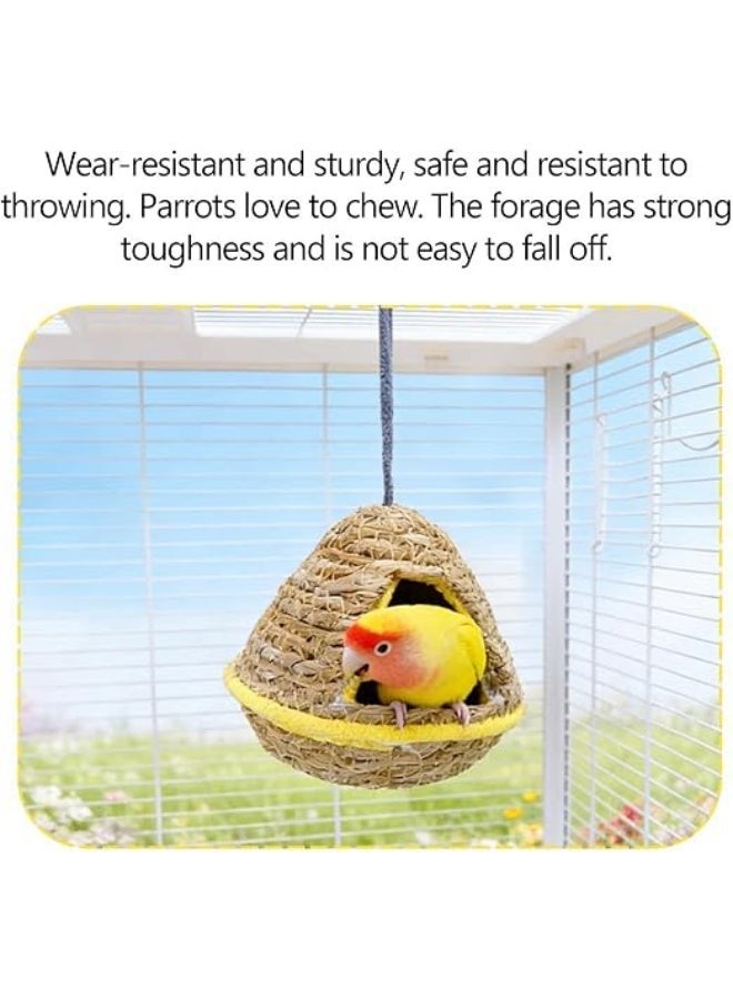 HUANXIN HOME Hummingbird House - Hand Woven Hanging Nest, Natural Fiber Bird Shelter with Warm Interior, Lightweight Outdoor Bird Nest, Small Medium Large Birds Habitat for Garden Viewing and Nesting - Image 1