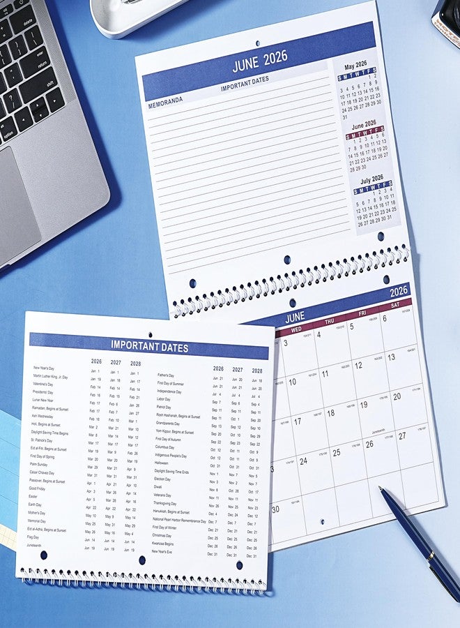 Feteulo 2026 Calendar - 2026 Wall Calendar, Jan. 2026 - Dec. 2026, 8.5" x 11", Memoranda Lined Pages with Thick Paper, Twin-Wire Binding, Holidays, Julian Dates - Image 2