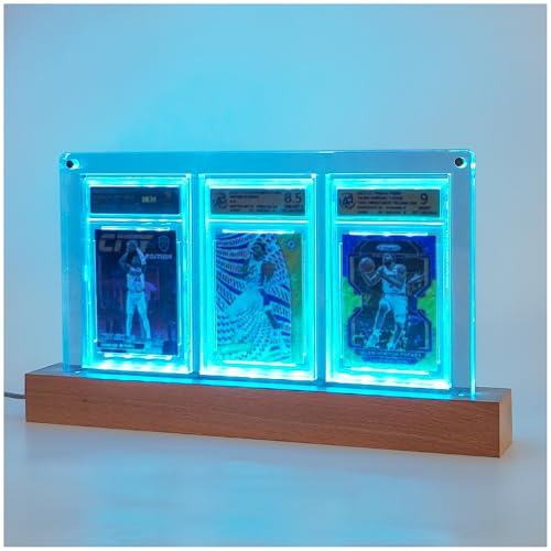 WEIMINLI PSA 3 Graded Card Display Case with LED Lights Magnetic Acrylic Graded Slab Holder for BaseballPokmon Cards 7Color Light Base UV Protection - Image 1