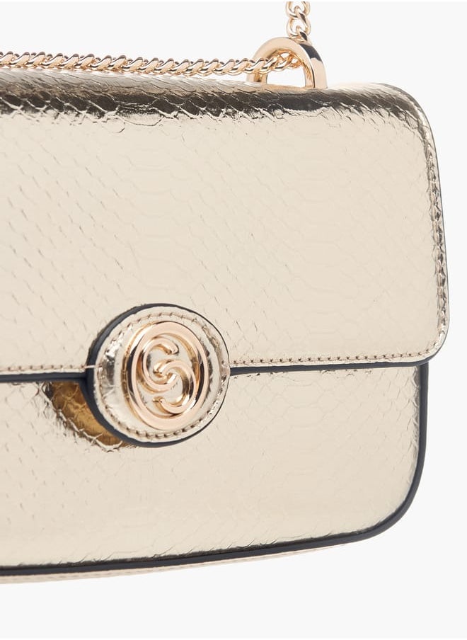Celeste Womens Textured Crossbody Bag With Flap Closure And Chain Strap  - Image 3