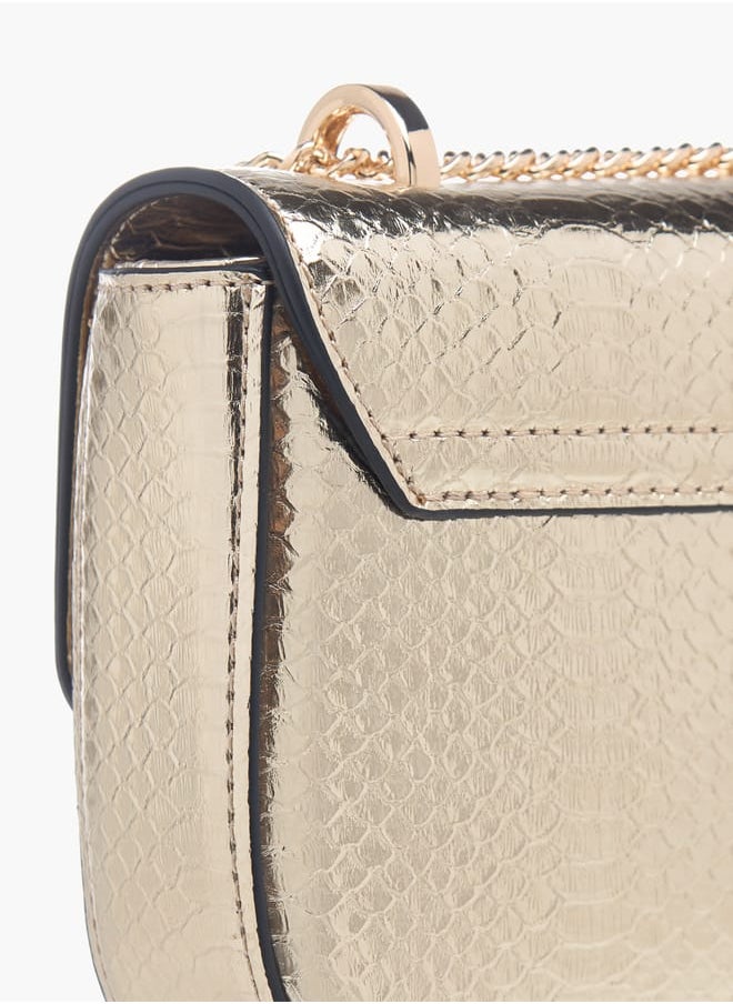 Celeste Womens Textured Crossbody Bag With Flap Closure And Chain Strap  - Image 4