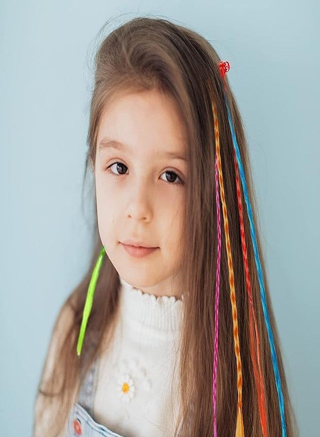 AKADO Kids Hair Extensions with Hair Clips, Rainbow Braids Hair Braid Extensions, Girls' Hair Accessories Fashion Bobby Pin Rainbow Wig, for Parties and Children's Performance - 12 PC, Multi Color. - Image 3