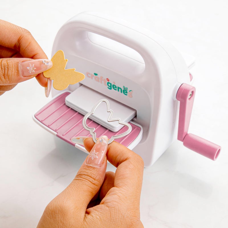 CraftGenes Mini Die Cutting and Embossing Machine with Starter Kit, 8.5 cm (3.5") Feed Slot for 3" Paper, Includes 24 Accessories for DIY Crafts, Card Making & Scrapbooking(Pink) - Image 4