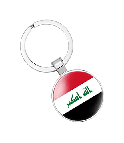 vmcoatdu Iraq National Flag Key Chain Keyring Gift Men Women Keychain Stainless Steel and Inlaid Glass Materials - Image 3