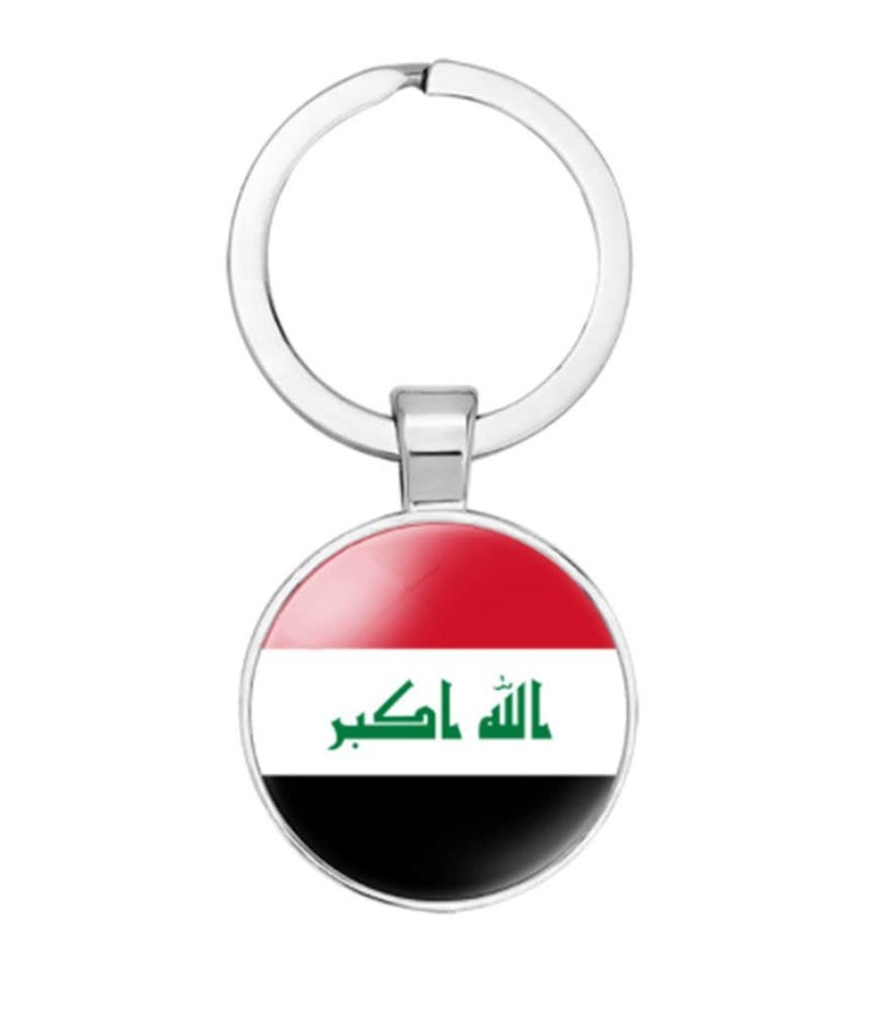 vmcoatdu Iraq National Flag Key Chain Keyring Gift Men Women Keychain Stainless Steel and Inlaid Glass Materials - Image 2