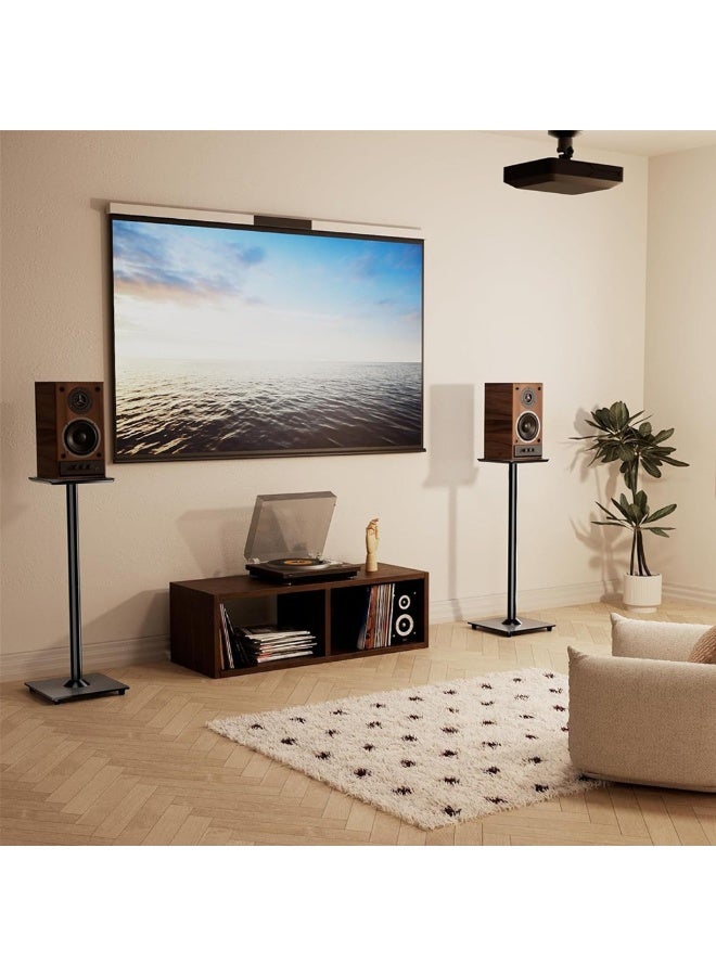 FlashHawk Universal Speaker Stand Pair, 78.5cm Height Bookshelf Speaker Stands for Satellite Speaker Large Speaker Up to 10KG, Surround Sound Speaker Stand with Cable Management, Black - Image 2