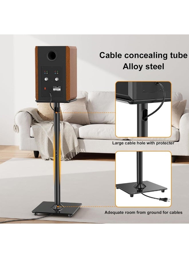 FlashHawk Universal Speaker Stand Pair, 78.5cm Height Bookshelf Speaker Stands for Satellite Speaker Large Speaker Up to 10KG, Surround Sound Speaker Stand with Cable Management, Black - Image 5