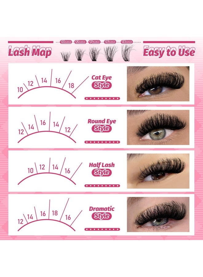 Eefofnn DIY Lash Extension Kit Fluffy Mink Cluster Lashes Kit Natural Volume Eyelashes Extensions with Lash Bond and Seal Tweezers 50D Eyelash Clusters 10-18MM Fluffy Individual Lashes Extension Kit - Image 2