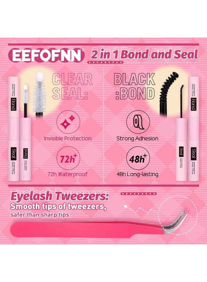 Eefofnn DIY Lash Extension Kit Fluffy Mink Cluster Lashes Kit Natural Volume Eyelashes Extensions with Lash Bond and Seal Tweezers 50D Eyelash Clusters 10-18MM Fluffy Individual Lashes Extension Kit - Image 4