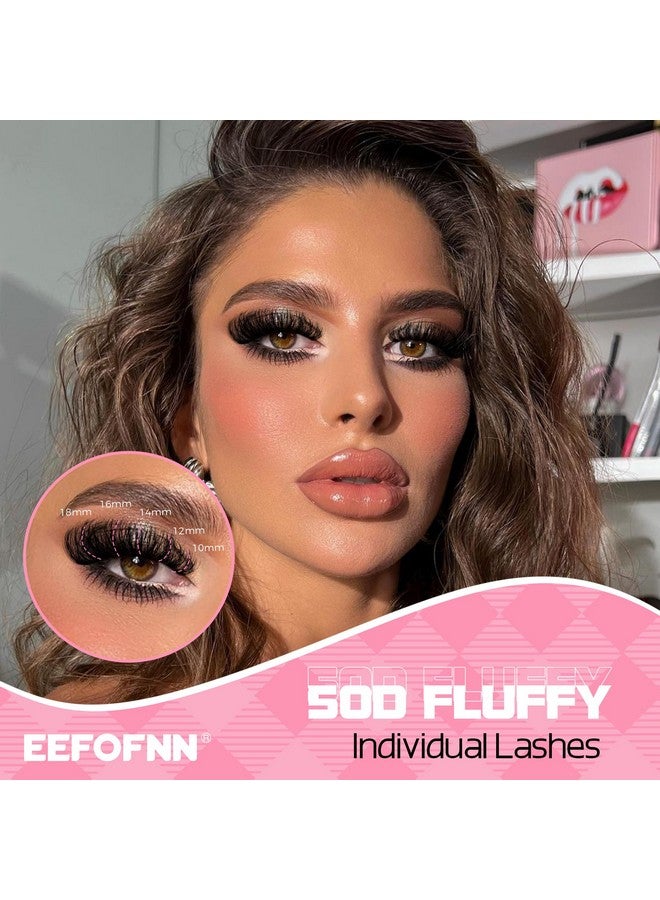 Eefofnn DIY Lash Extension Kit Fluffy Mink Cluster Lashes Kit Natural Volume Eyelashes Extensions with Lash Bond and Seal Tweezers 50D Eyelash Clusters 10-18MM Fluffy Individual Lashes Extension Kit - Image 5