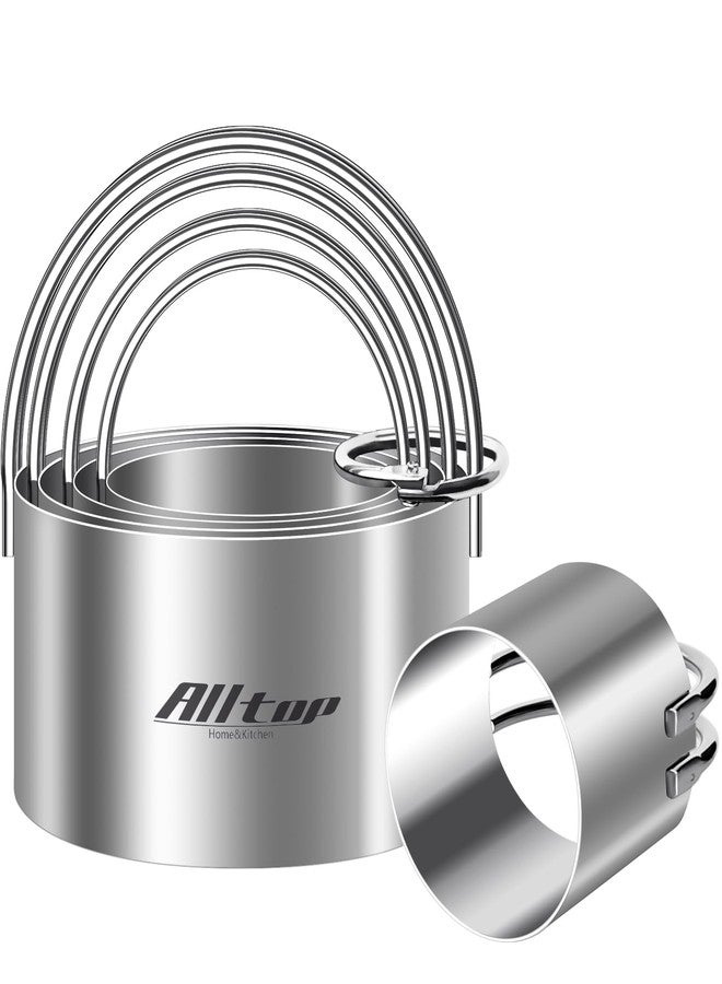 ALL-TOP ALLTOP Round Biscuit Cutters with Handle, Stainless Steel Baking Essential Tool for Effortless Circle Cookie Shaping,Pastry,Cake Decoration Creation-Precise Cut for Dumpling,Scone, Donut-5 Pcs - Image 1