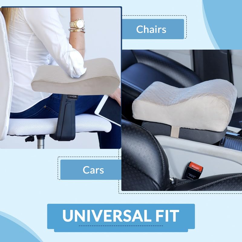 NEODRIFT 'ArmEase' Arm Rest for Car - Orthopedic Memory Foam Cushion - Provides Elbow, Wrist, and Arm Support, Premium Fabric, Single-Sided Fastener, Universal Fit (Color-Beige) - Image 5