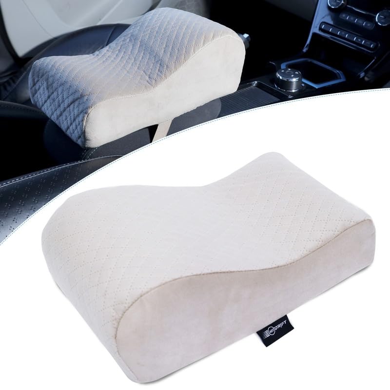 NEODRIFT 'ArmEase' Arm Rest for Car - Orthopedic Memory Foam Cushion - Provides Elbow, Wrist, and Arm Support, Premium Fabric, Single-Sided Fastener, Universal Fit (Color-Beige) - Image 2