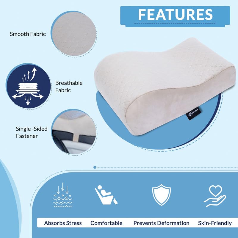 NEODRIFT 'ArmEase' Arm Rest for Car - Orthopedic Memory Foam Cushion - Provides Elbow, Wrist, and Arm Support, Premium Fabric, Single-Sided Fastener, Universal Fit (Color-Beige) - Image 4