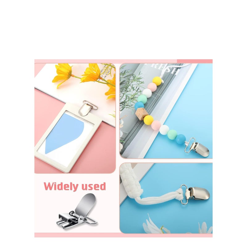 Zikra 100 Pieces Metal Pacifier Suspender Clips Straps Holder Fasteners Clips Baby Pacifier Suspender Snap Heavy Duty Fasteners Clips for Making Pacifier Holders Bib Bed Sheet Fasteners Toy Clip - Image 4