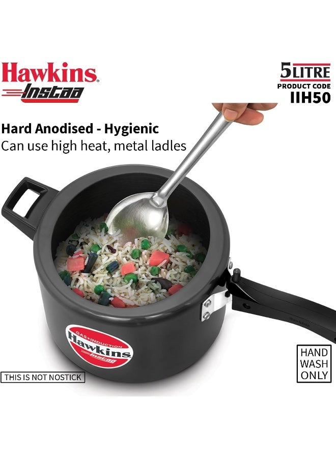 Hawkins 5 Liters Instaa Aluminium Pressure Cooker,Induction Compatible,Black - Image 3