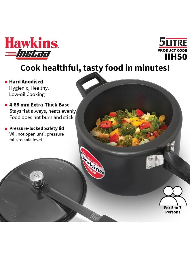 Hawkins 5 Liters Instaa Aluminium Pressure Cooker,Induction Compatible,Black - Image 2