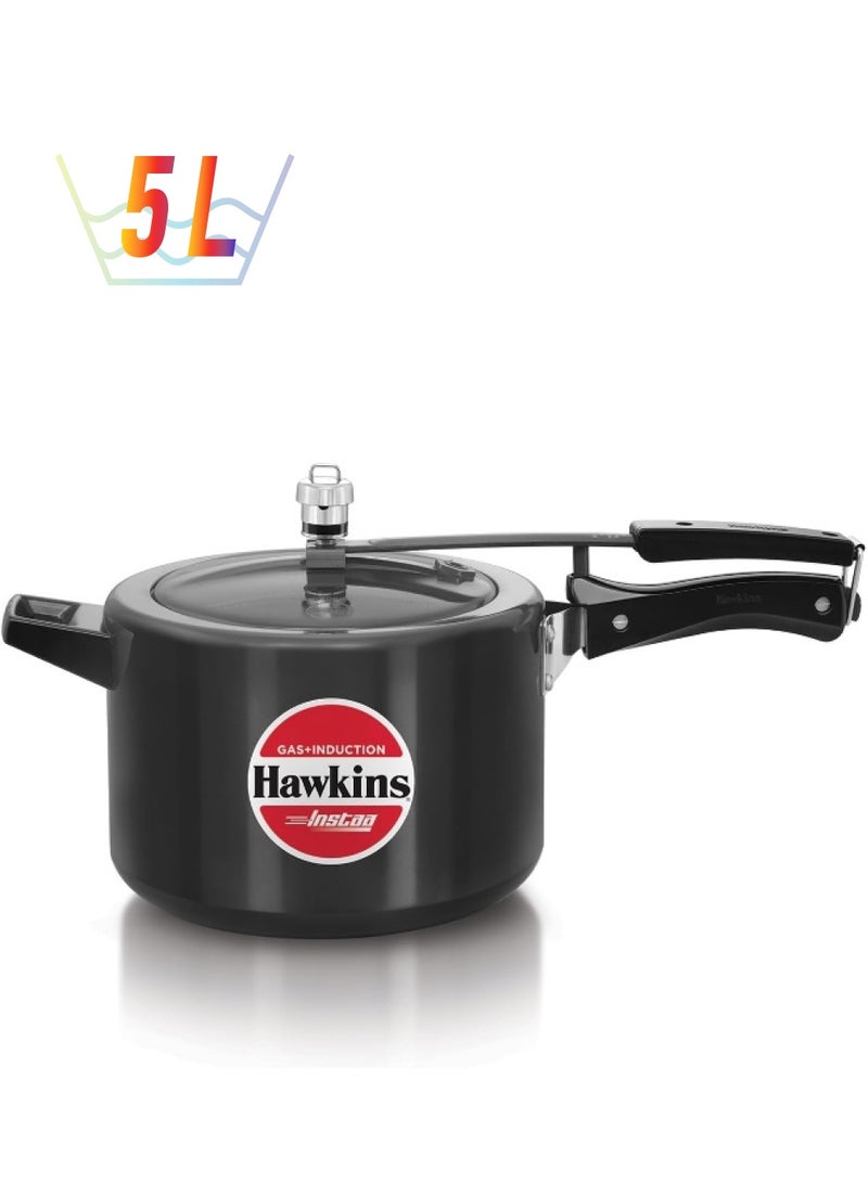 Hawkins 5 Liters Instaa Aluminium Pressure Cooker,Induction Compatible,Black - Image 1
