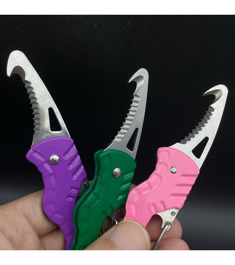 Purple Lightweight Multi-Purpose Serrated Hook Folding Tool For Unboxing Box Opening Cutting Packaging Factory Production Bandage Vehicle Emergency Rescue Seatbelt Cutter Outdoor Sports EDC Rope Cutting - Image 5
