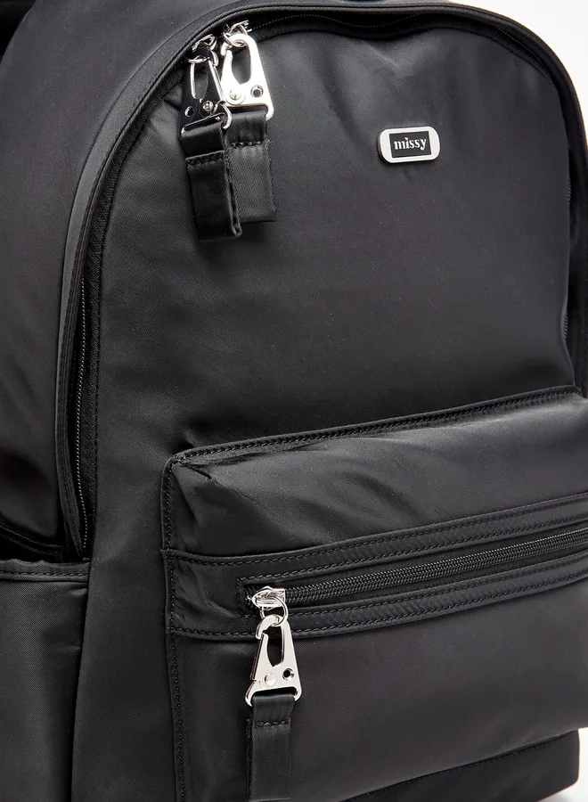 MISSY Missy Solid Backpack with Zip Closure and Adjustable Strap