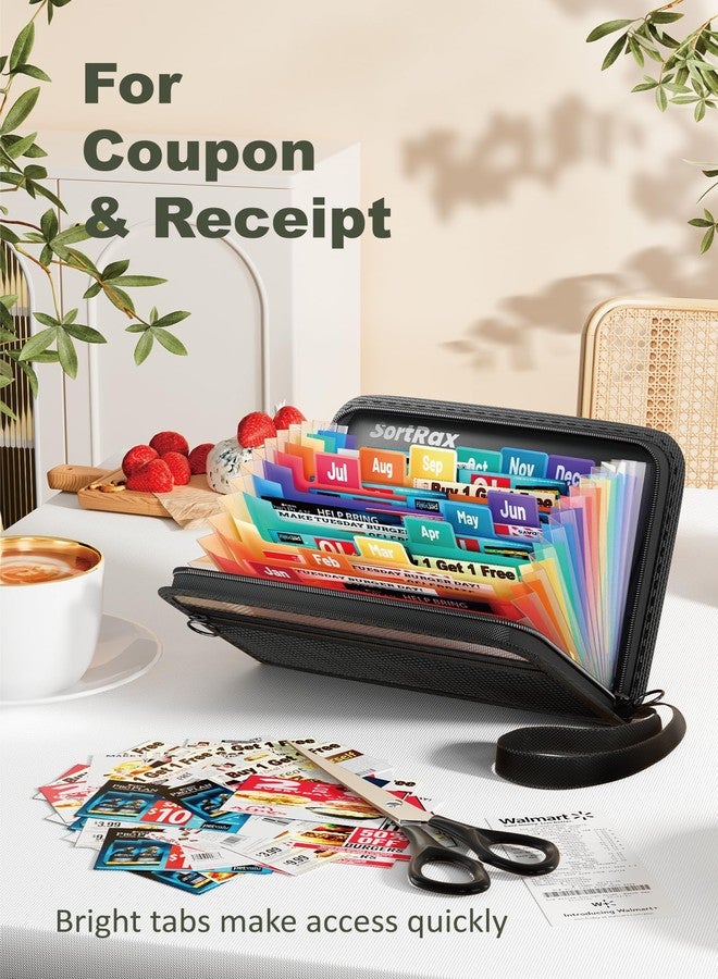 SortRax Small Receipt Coupon Organizer, A6 Size 12 Pockets Accordion File Organizer, 8X5.3 Inches, Zipper Closure - Image 2