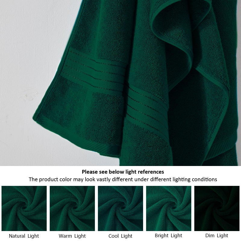 COZYART Dark Green Bath Towel Set 6Pcs, Turkish Cotton Hotel Soft Absorbent Thick Bathroom Towel Sets of 6 with 2 Large Bath Towels, 2 Hand Towels, 2 Washclothes, 650 GSM - Image 3