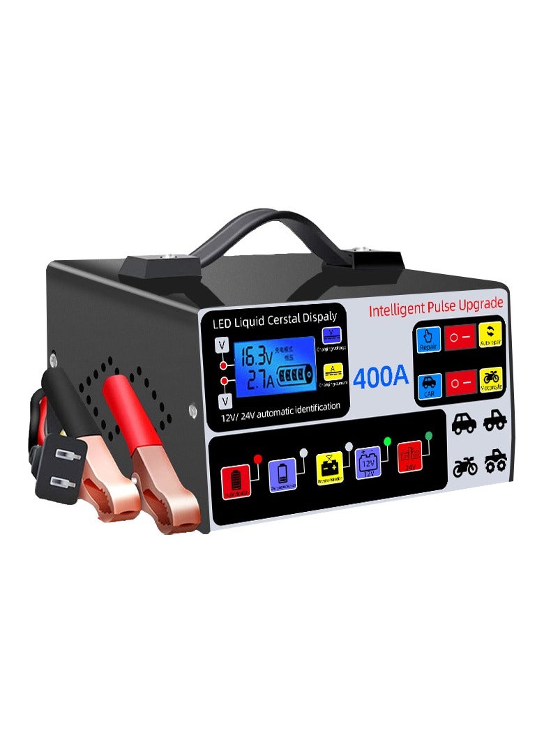 Intelligent car repair battery charger 12V24V fully automatic truck battery high-power fast charger - Image 1