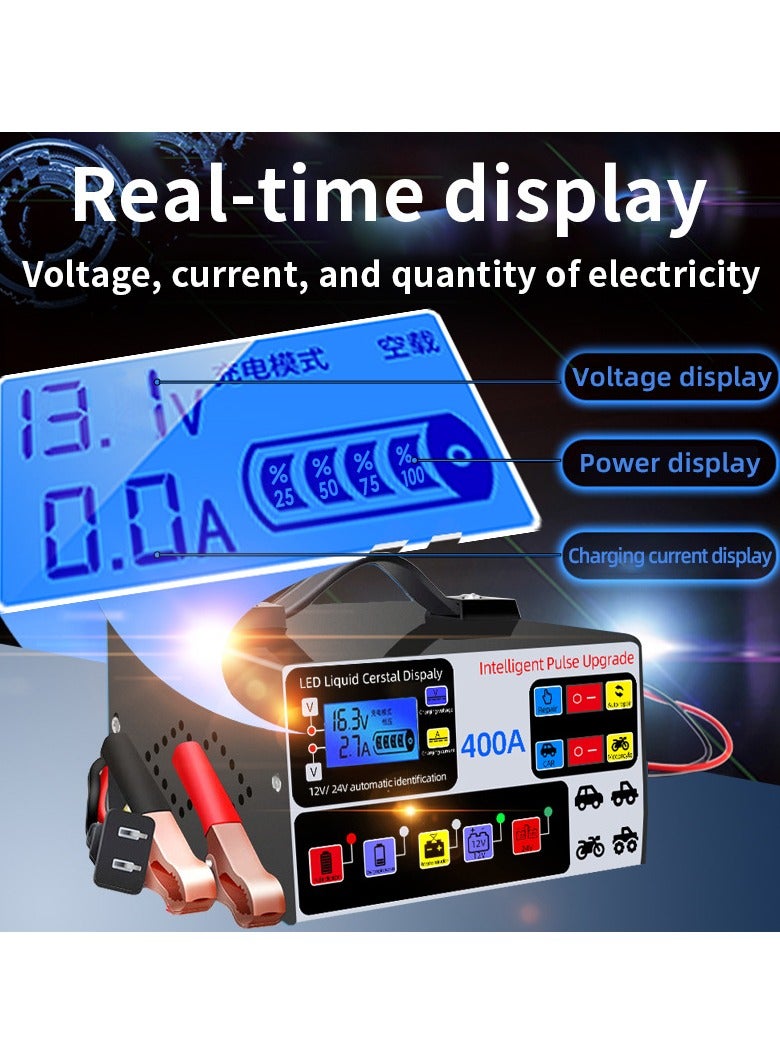 Intelligent car repair battery charger 12V24V fully automatic truck battery high-power fast charger - Image 2