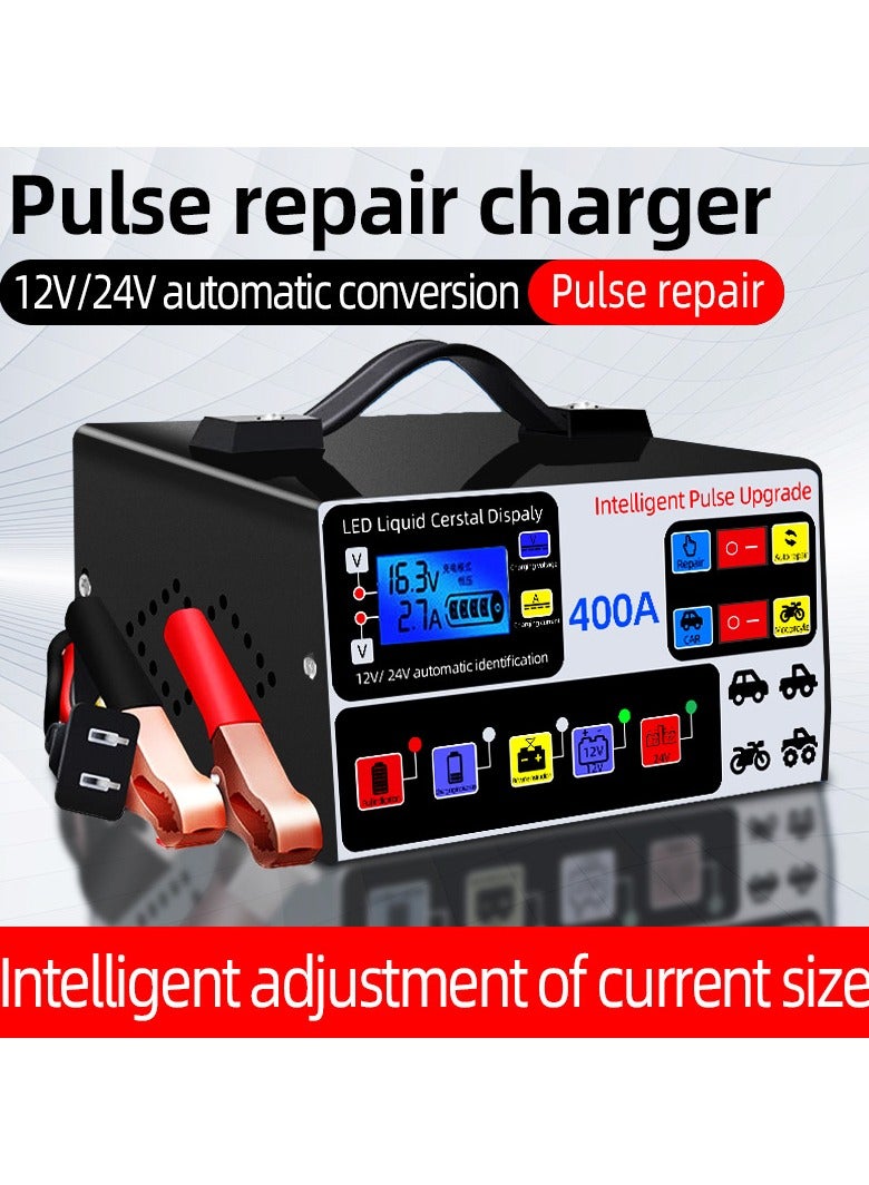 Intelligent car repair battery charger 12V24V fully automatic truck battery high-power fast charger - Image 4