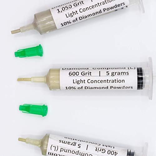 TechDiamondTools Kit of 3 Diamond Lapping Paste Polishing Compound USA Made 400 600 1050 Grit Lapping Compound for Rock Glass Metal Jewelry Resin Marble with 10% of Diamond Powder - Image 1