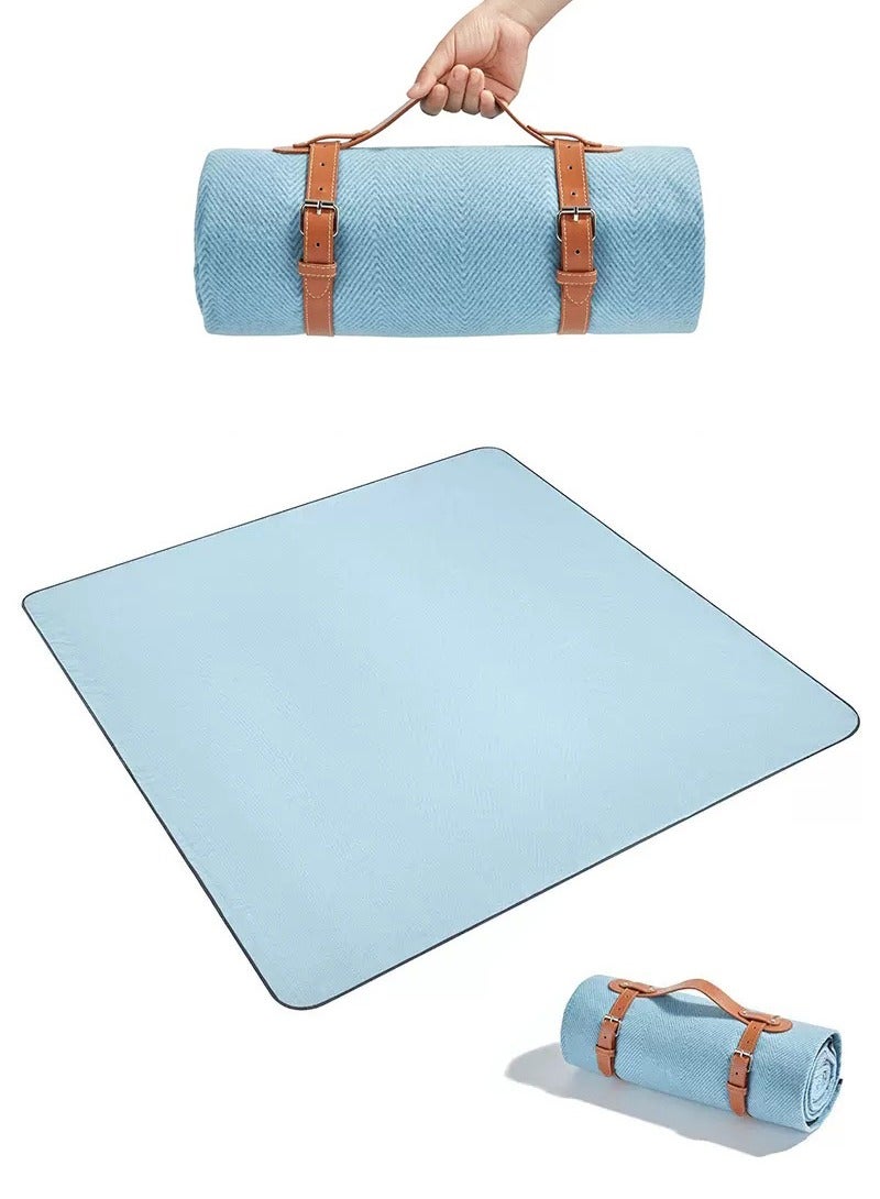 Manhua Large wave patterned picnic mat 200×200cm,three-layer thick waterproof beach mat,portable moisture-proof mat for outdoor camping/beach/family gatherings - Image 1