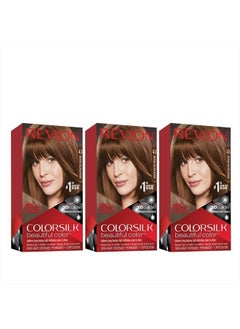 Revlon Permanent Hair Color by Revlon, Permanent Hair Dye, Colorsilk with 100% Gray Coverage, Ammonia-Free, Keratin and Amino Acids, 43 Medium Golden Brown, 4.4 Oz (Pack of 3)  - Image 1