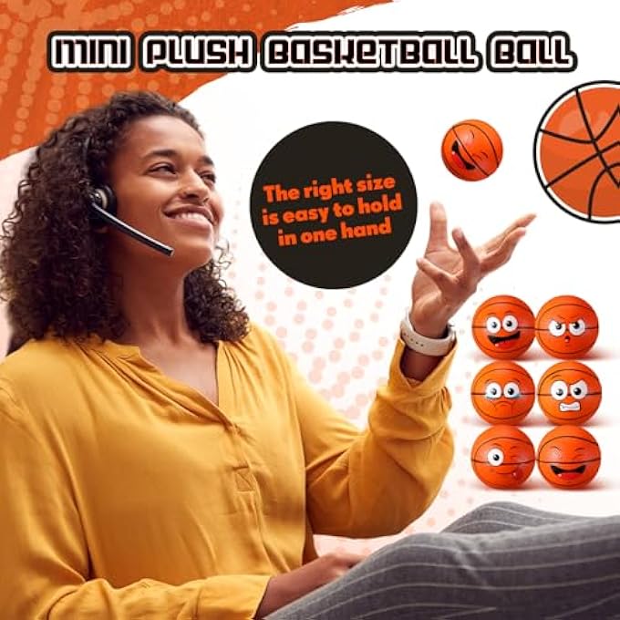 Arrowbash 24 Pcs Mini Face Basketball Stress Balls Bulk 2.48'' Small Funny Face Basketball Squeeze Foam Ball Stress and Anxiety Relief Toy for Sport Party Favors Birthday Gift Decoration - Image 4