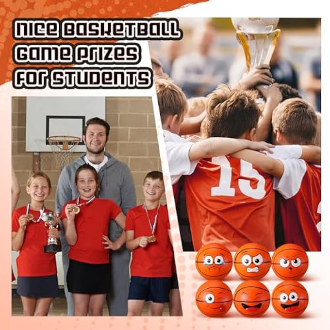 Arrowbash 24 Pcs Mini Face Basketball Stress Balls Bulk 2.48'' Small Funny Face Basketball Squeeze Foam Ball Stress and Anxiety Relief Toy for Sport Party Favors Birthday Gift Decoration - Image 3