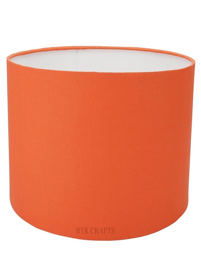 BTR CRAFTS Cotton Fabric Drum Lamp Shade Tripod & Floor Stands, BIG, Dark Orange (14" Inches) - Image 1
