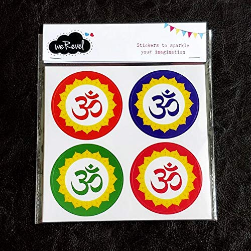weRevel Om Symbol Decorative Party Stickers, 40 Count, 2 Inches, Round, 4 Traditional Colors - Image 2