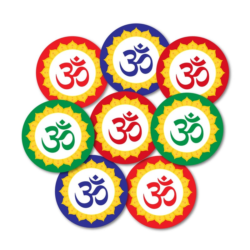weRevel Om Symbol Decorative Party Stickers, 40 Count, 2 Inches, Round, 4 Traditional Colors - Image 5