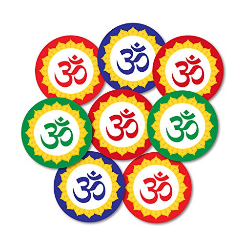 weRevel Om Symbol Decorative Party Stickers, 40 Count, 2 Inches, Round, 4 Traditional Colors - Image 1